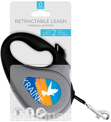 WauDog R-leash Поводок-рулетка с принтом "Флаг" для собак, лента, 5 м