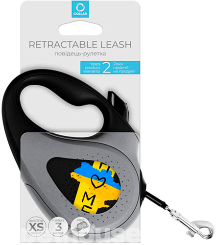 WauDog R-leash Поводок-рулетка с принтом "Дом" для собак, лента, 3 м