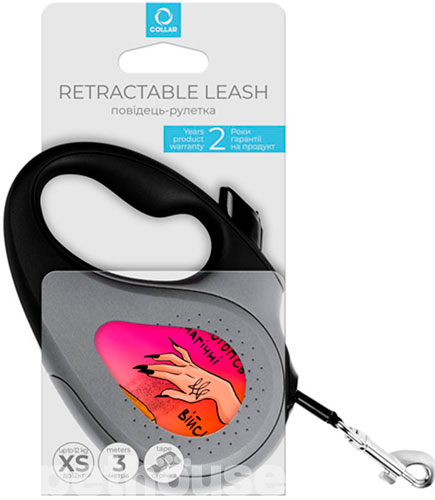 WauDog R-leash Поводок-рулетка с принтом "Конотопские магические войска", лента, 3 м