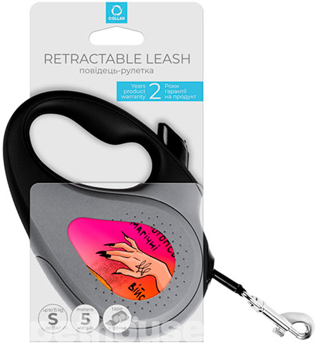 WauDog R-leash Поводок-рулетка с принтом "Конотопские магические войска", лента, 5 м