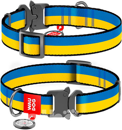WauDog Nylon Нейлоновий нашийник "Colors of freedom" із металевою фурнітурою для собак