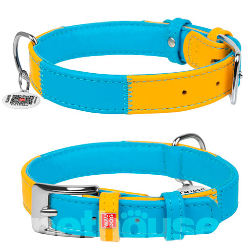 WauDog Glamour Шкіряний нашийник з принтом "Colors of freedom" для собак