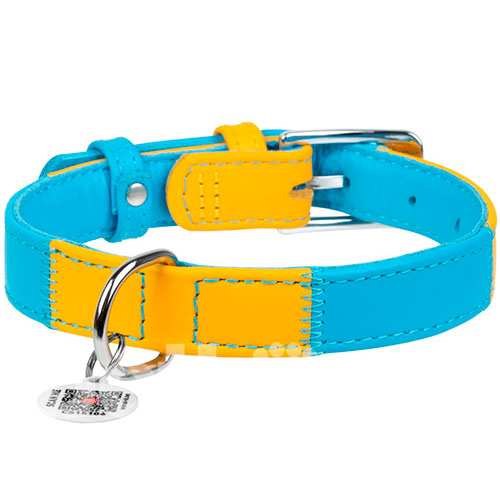 WauDog Glamour Шкіряний нашийник з принтом "Colors of freedom" для собак