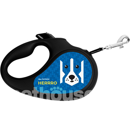 WauDog R-leash Поводок-рулетка с принтом "Патрон" для собак, лента, 3 м