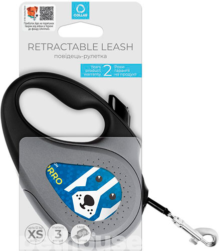 WauDog R-leash Поводок-рулетка с принтом "Патрон" для собак, лента, 3 м