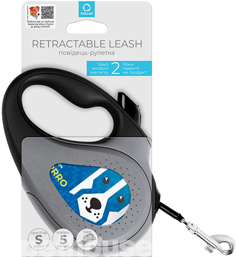 WauDog R-leash Повідець-рулетка з принтом "Патрон" для собак, стрічка, 5 м