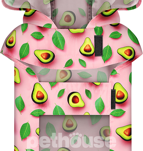 WauDog Clothes Дощовик-накидка "Авокадо на рожевому" для собак