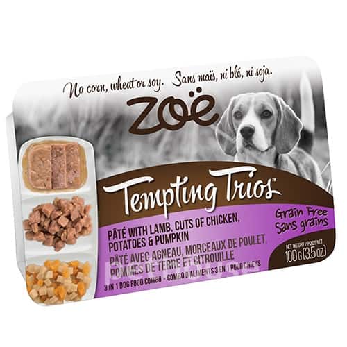 Zoe Tempting Trios Консервы с ягненком, курицей и овощами для собак
