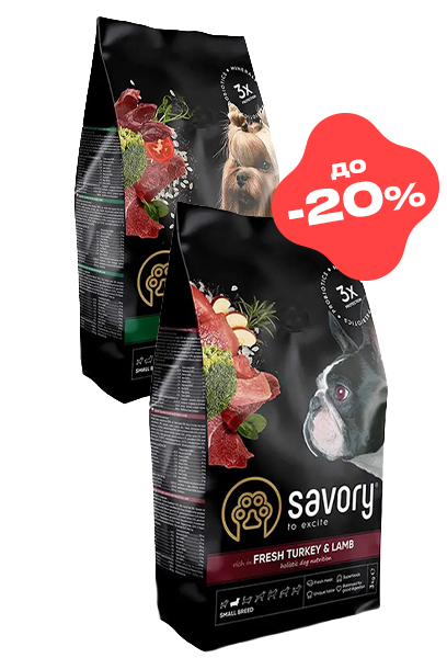 Savory до -20% на сухий корм собака